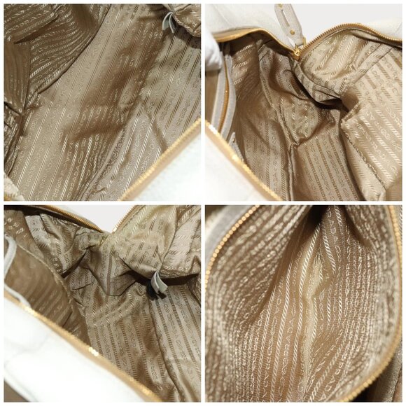 PRADA Hand Bag Canvas 2way Beige Gold Auth - Picture 16 of 16